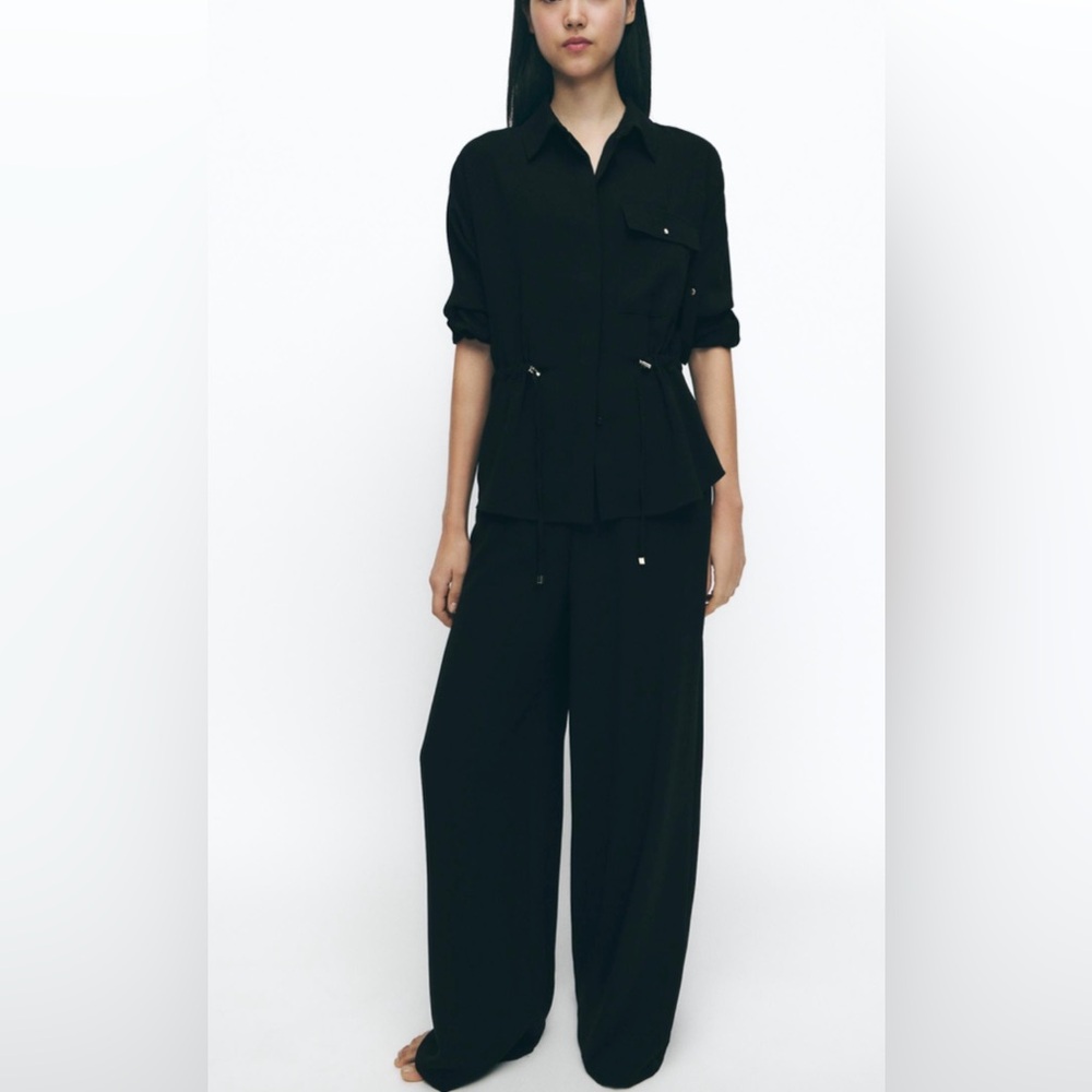 NWOT ZARA Wide-Leg Crepe Pants